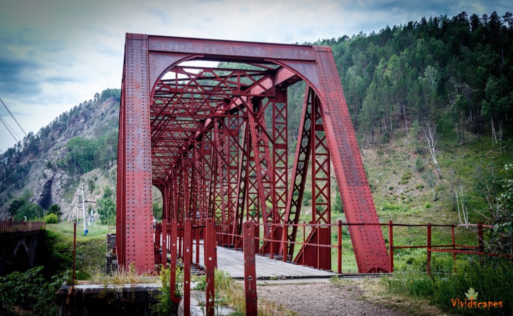 An old rusty bridge that was on the old baikal rail line