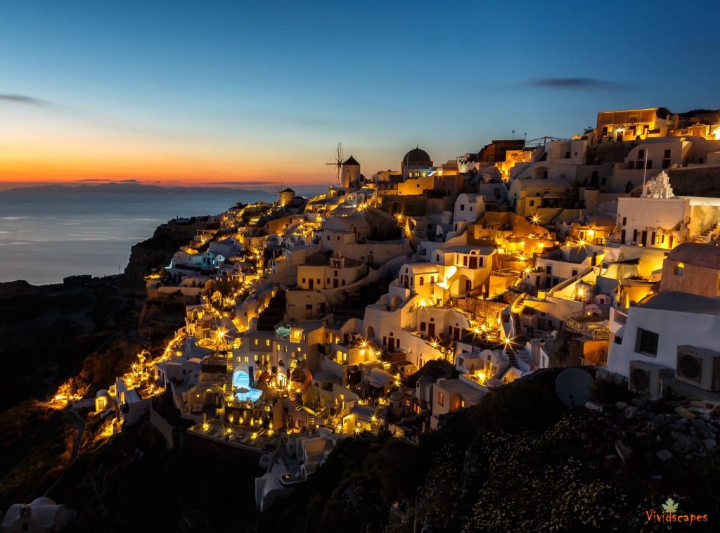 Lovely Oia bathed in evening glow