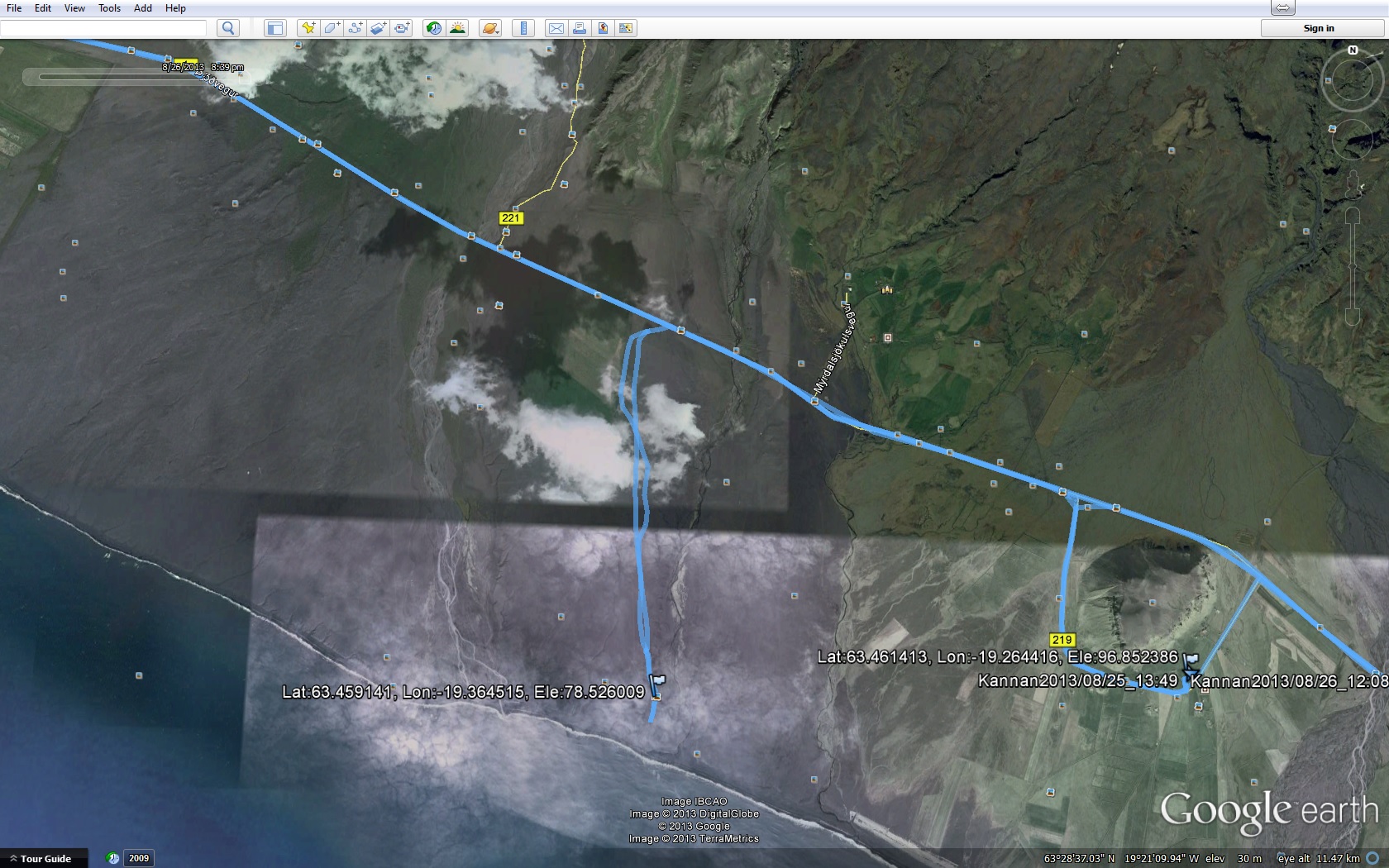 Google Earth view of plane crash site