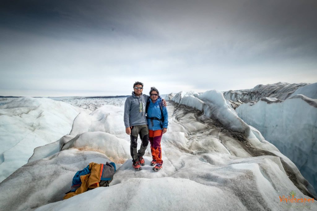 Glacier hiking at Tasiusaq fjord icesheet