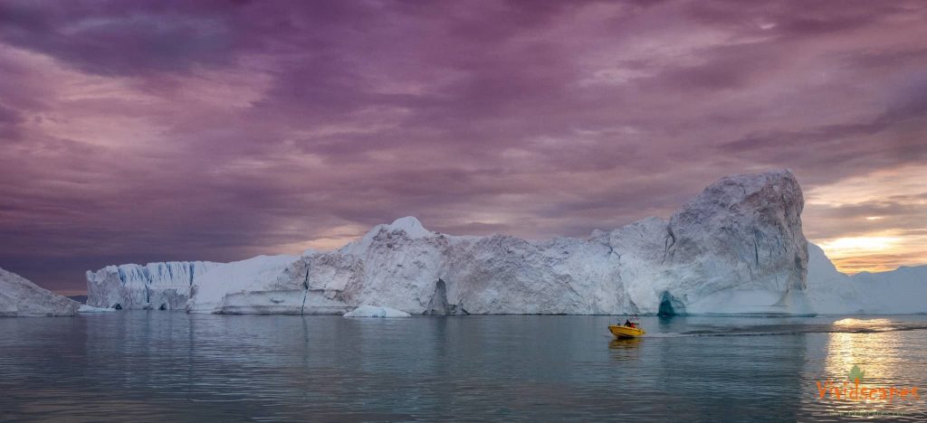 Pastel skies and cool blue icebergs