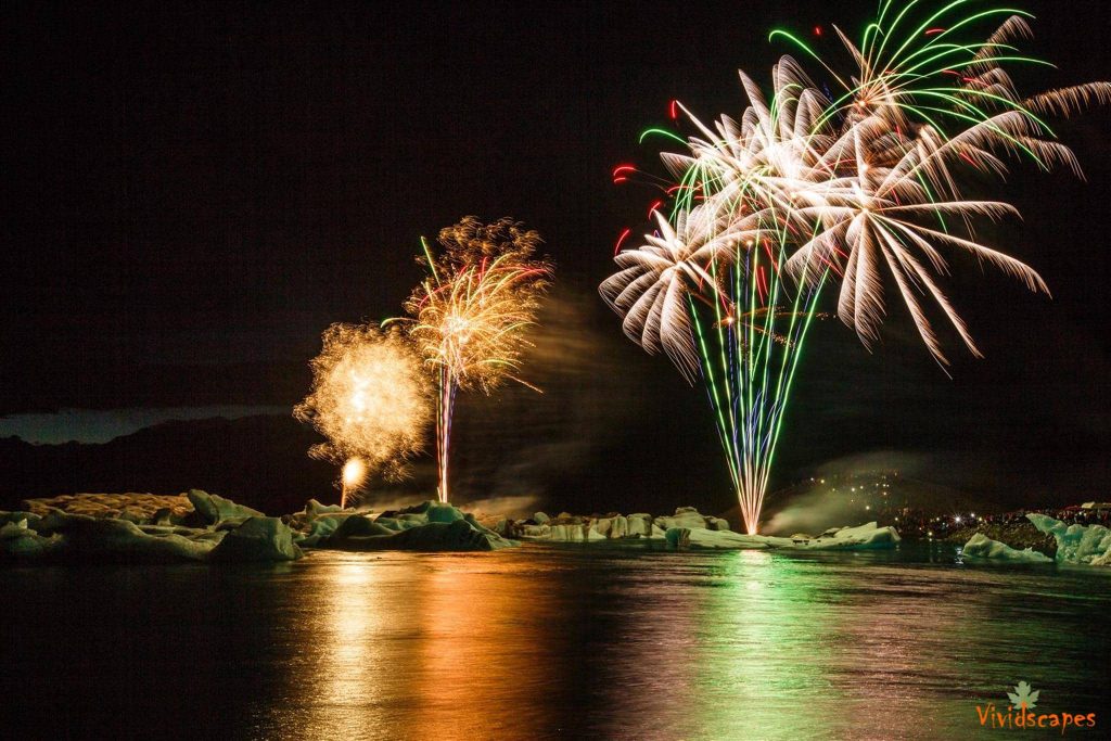 Fireworks Show at Jökulsárlón