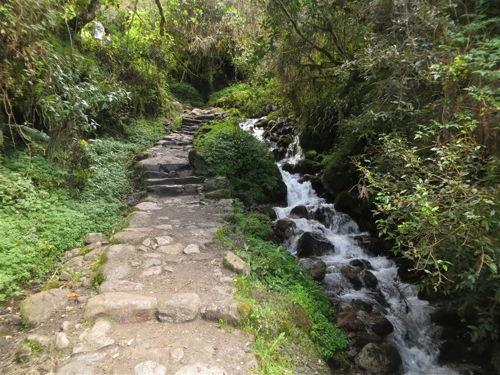 We trek along lovely streams alongside