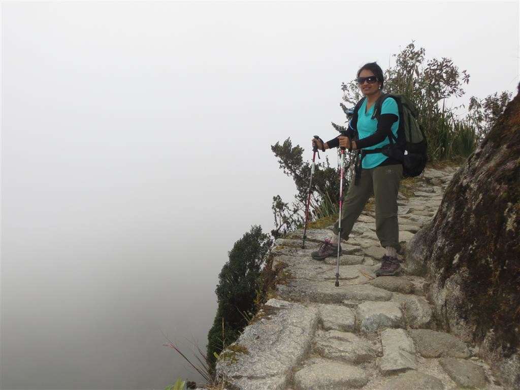 You encounter steep drops and cliff edges along this part of the trail