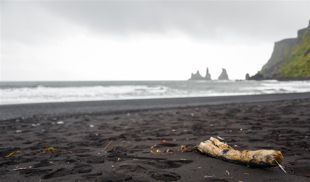 Black sand beach in Vik and the Dyrholaey rock formations