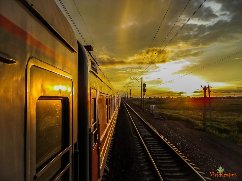 A beautiful sunset view from the train