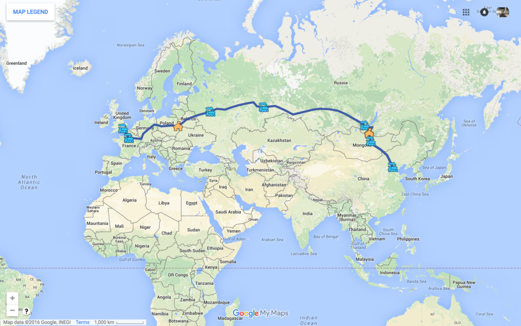 Trans-Siberian route map